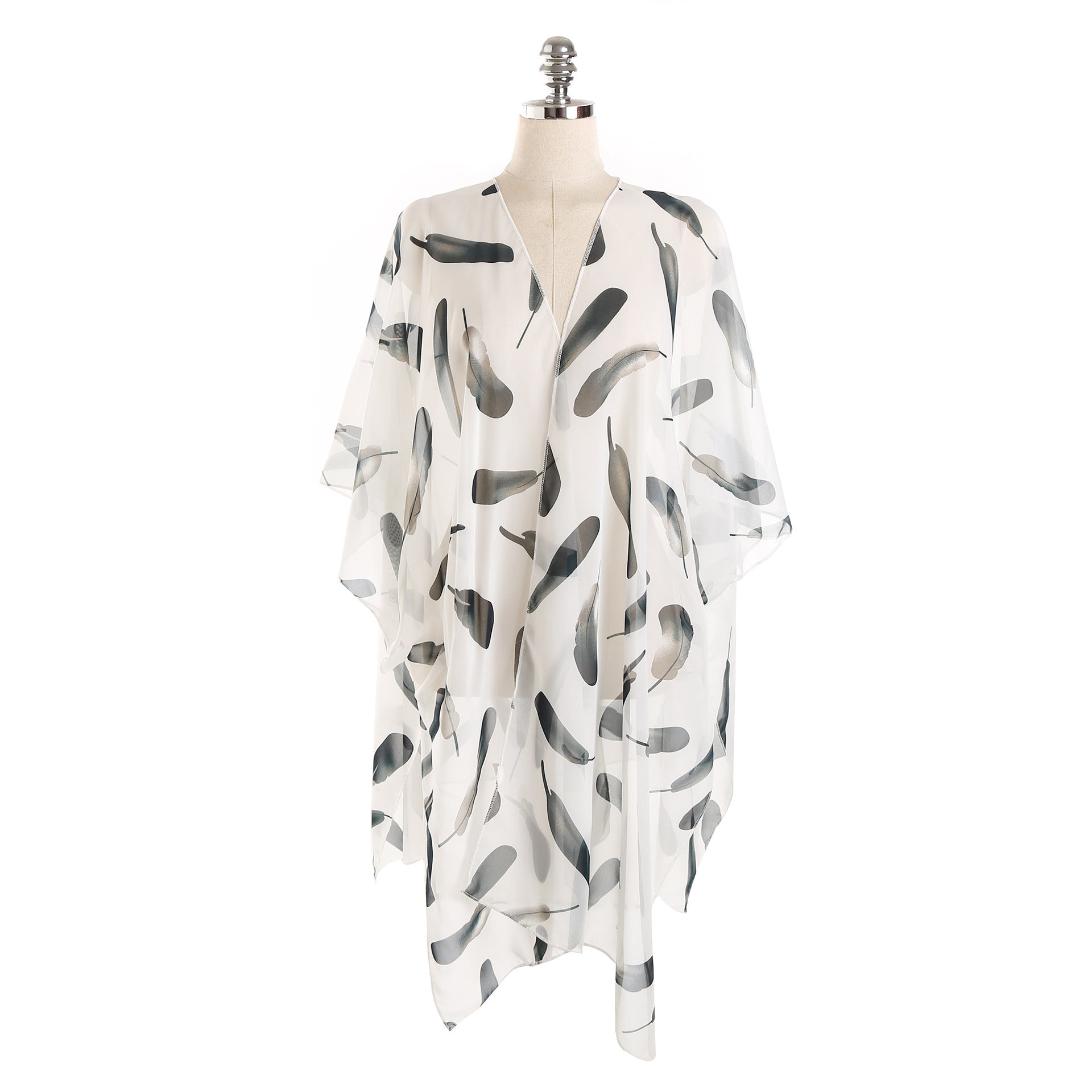 Summer Travel Feather Pattern Cardigan Beach Cover Up Swimwear Cover Up Bella Mia